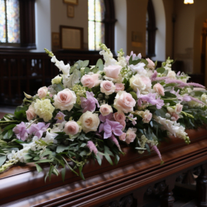 Funeral Flowers on a Coffin