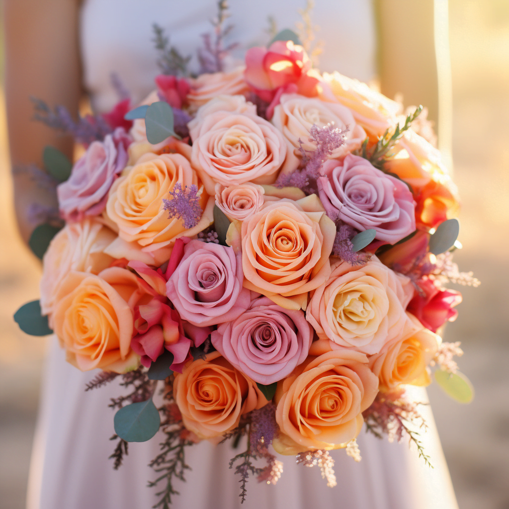 Vibrant Wedding Roses Bouquet