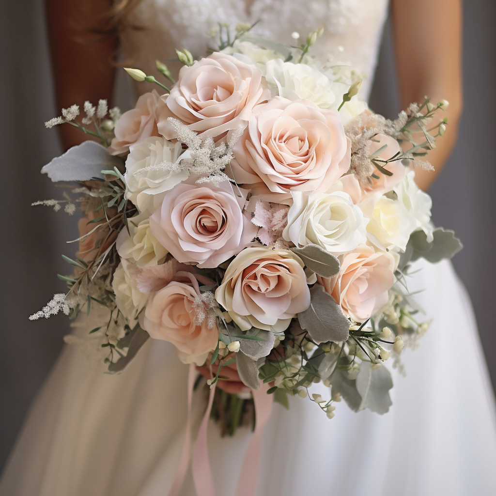 Pink & White Rose Wedding Bouquet
