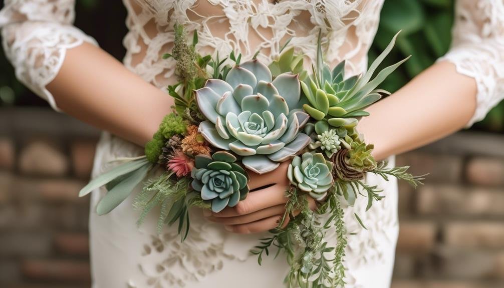boho wedding with succulent corsages