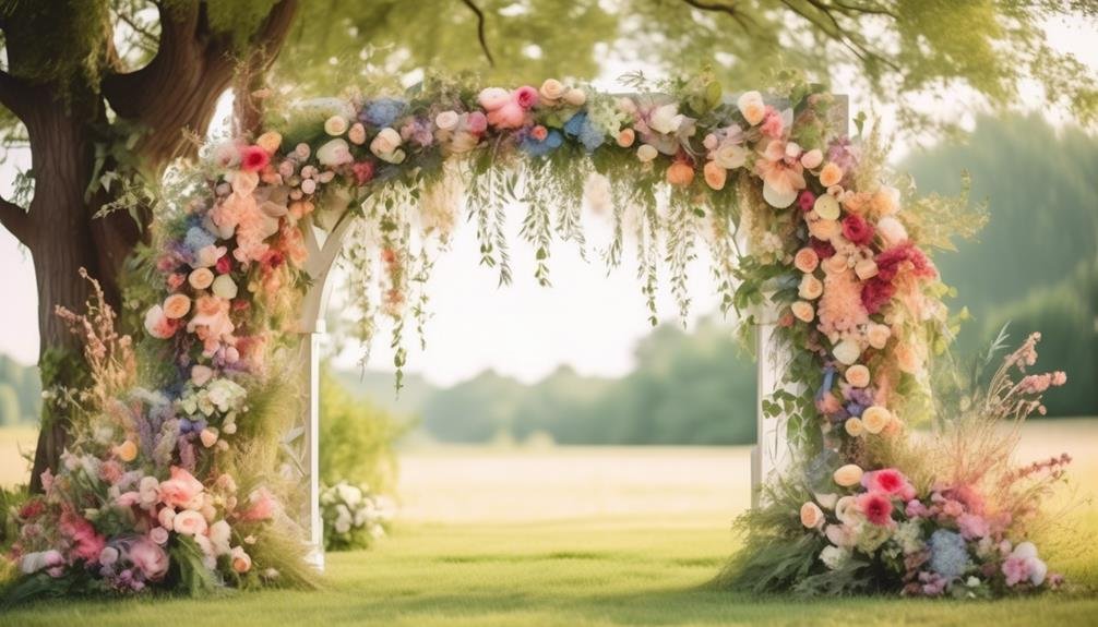 elegant and delicate floral wreath arch