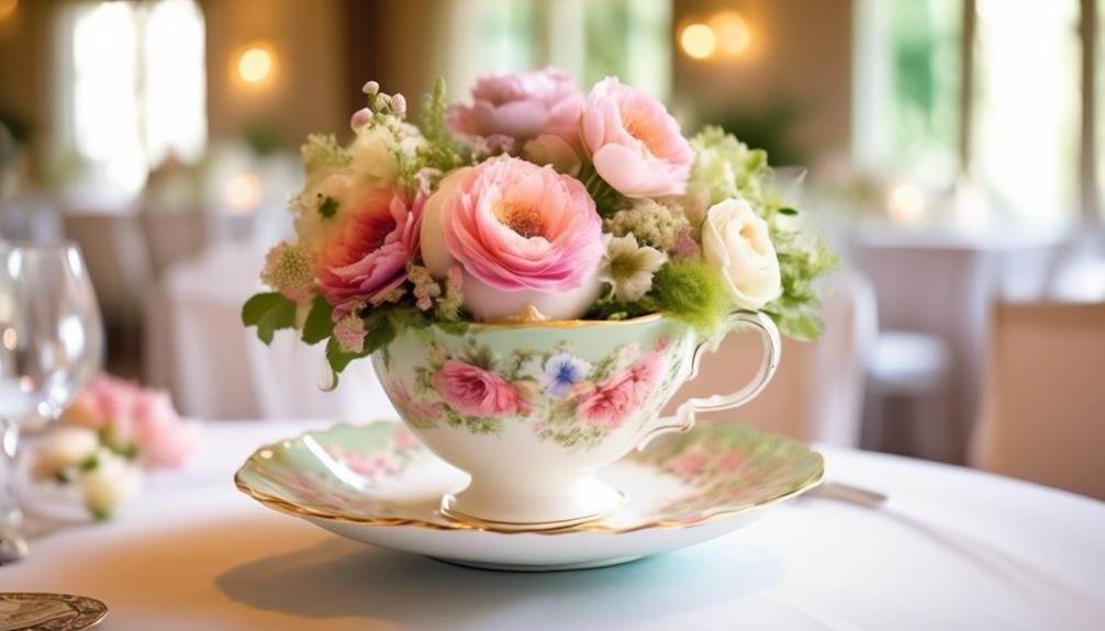 elegant antique teacup display