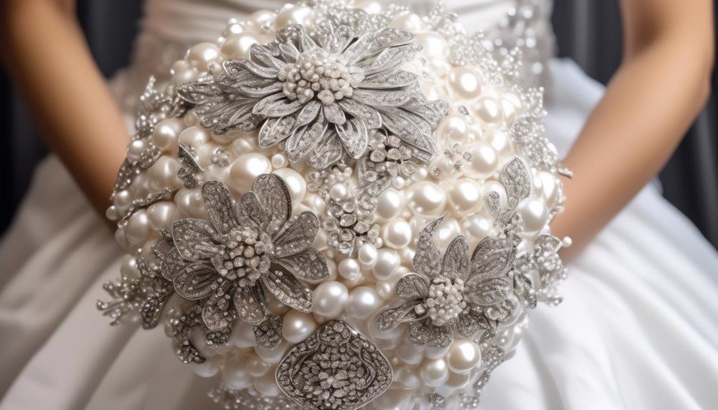 elegant silver brooch bouquet