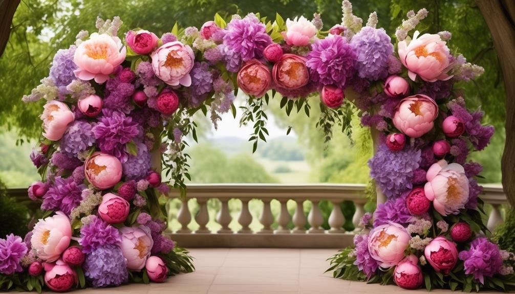 floral arch with peonies
