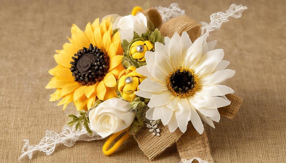 floral corsage with sunflowers