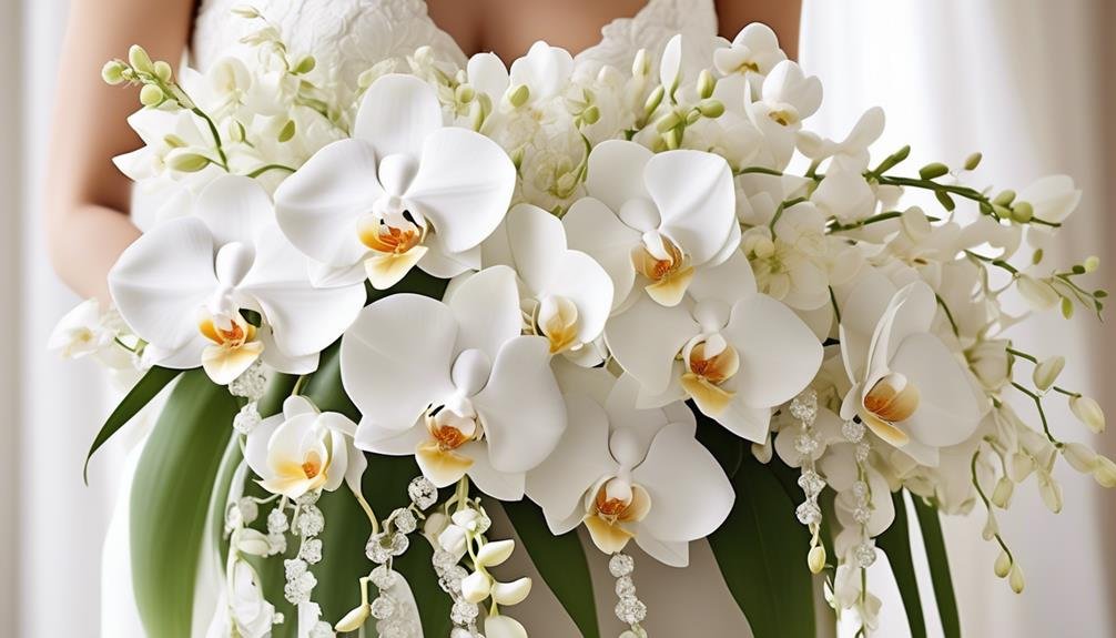 gleaming orchids in waterfall