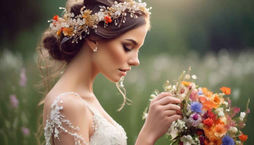 modern wedding flower crown