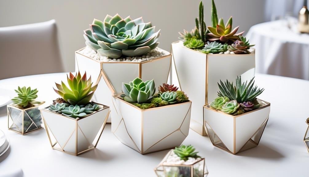 modern wedding succulent centerpieces