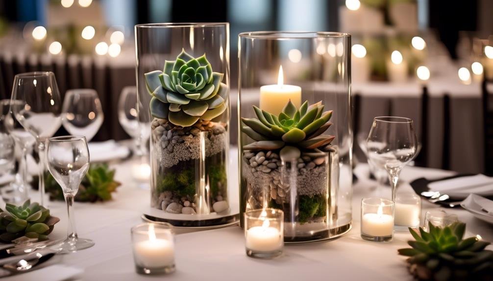 modern wedding succulent centerpieces