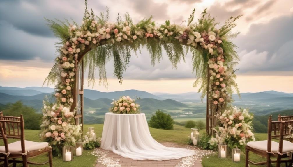 rustic floral arches outdoors