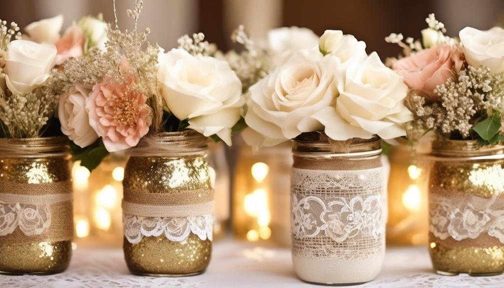 sparkling floral arrangements in containers