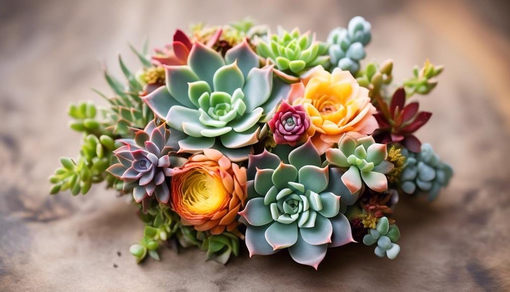 succulent corsage with natural motifs