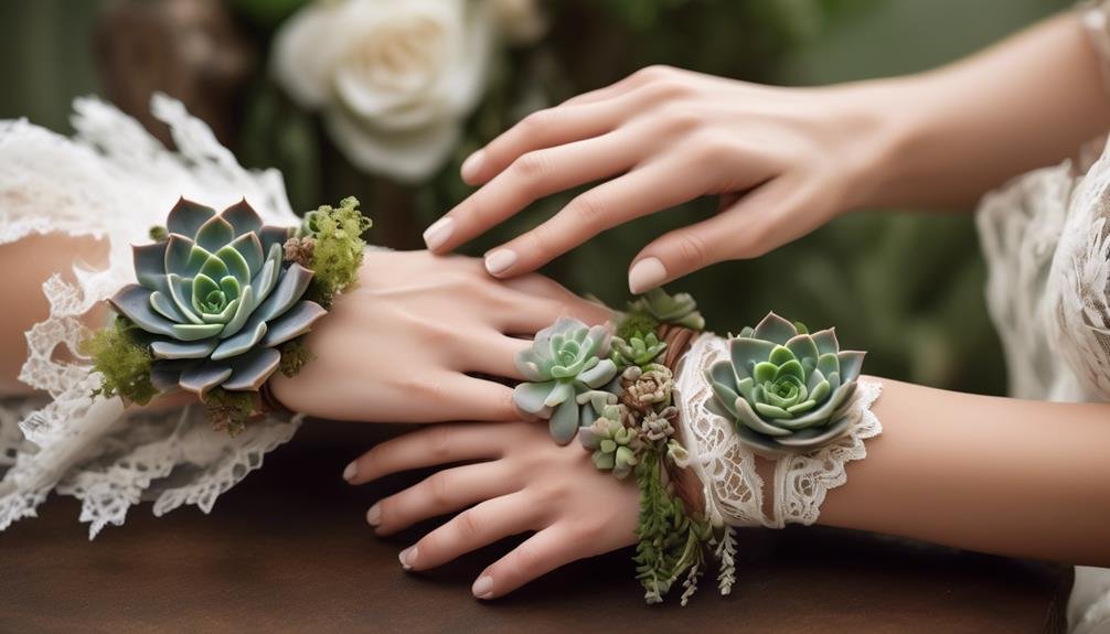 succulent corsages for boho weddings